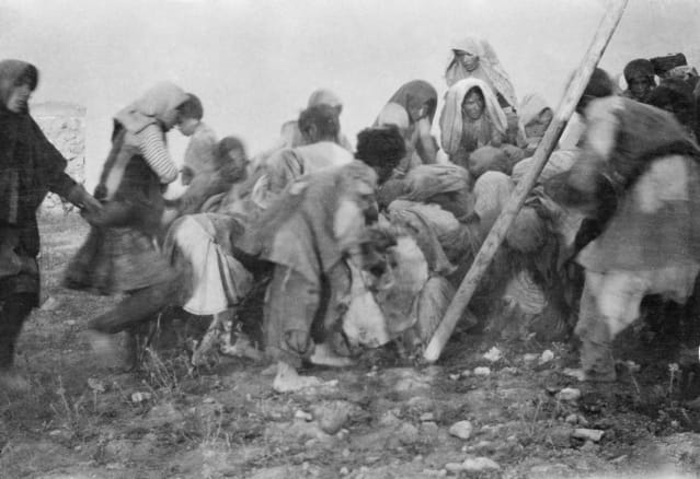 The daily sheep kill at Bijar. A small party of starving men and women fighting for the entrails. 1914-1918. Source: Australian War Memorial.